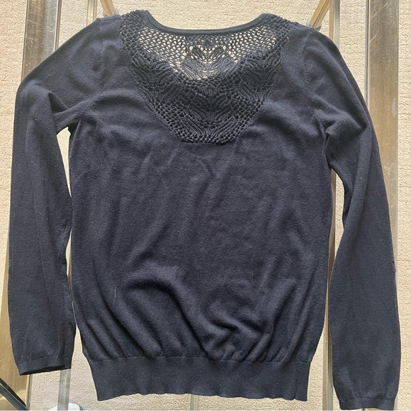Anthropologie by Sparrow Black Sweater with Crochet Lace Back - Picture 8 of 12
